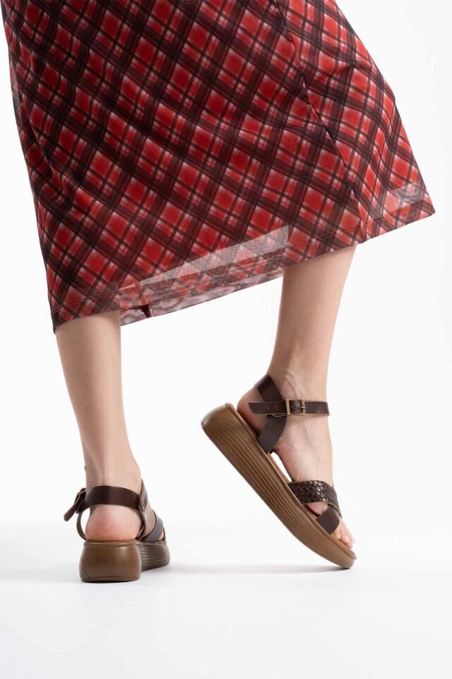 Acı Kahve Hakiki Deri Sandalet TR31MY58K