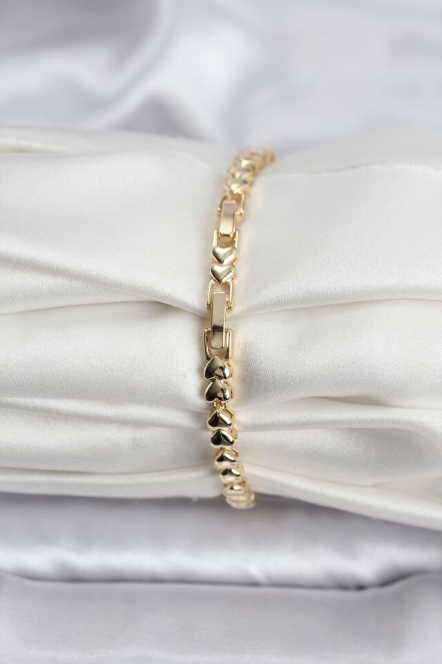 14K Gold Renk Kaplama Kalp Model CM Kadın Bileklik