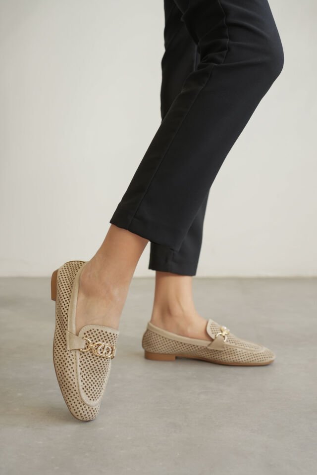 Kadın Süet Bej Günlük Ayakkabı TR27MS02B