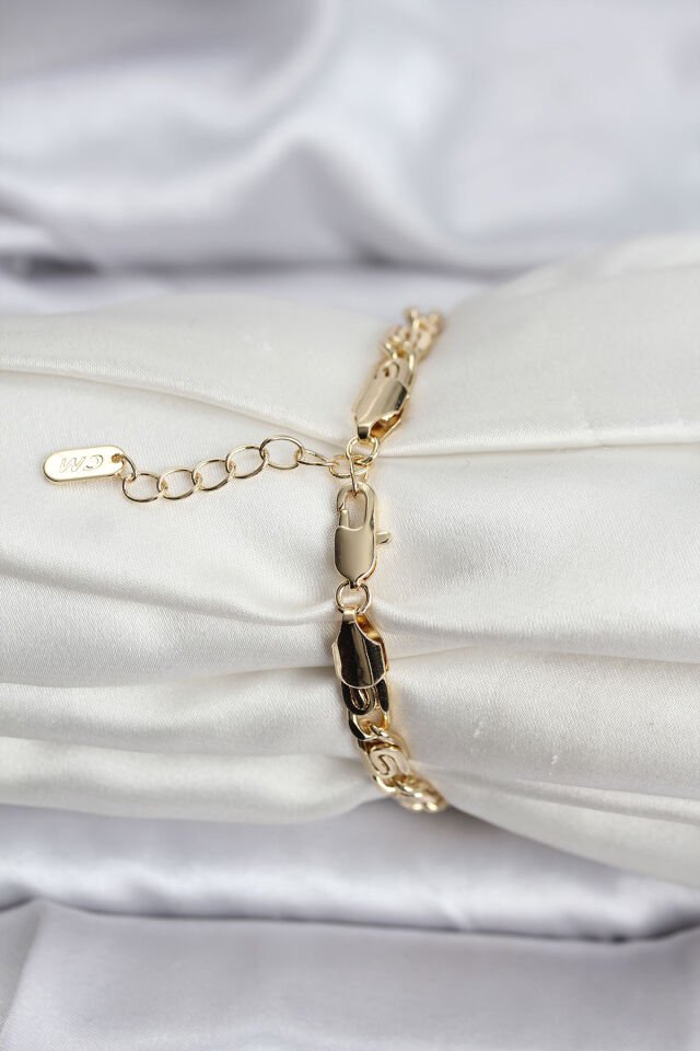 14K Gold Renk Kaplama Zincir Model CM Kadın Bileklik