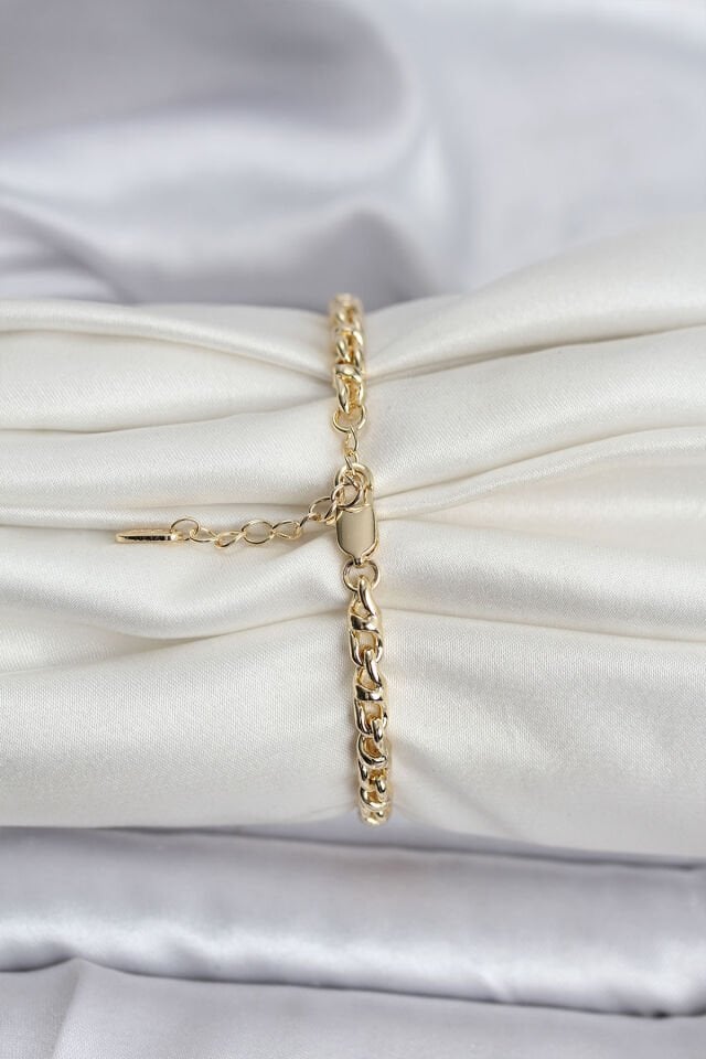 14K Gold Renk Kaplama Zincir Model Kadın CM Bileklik