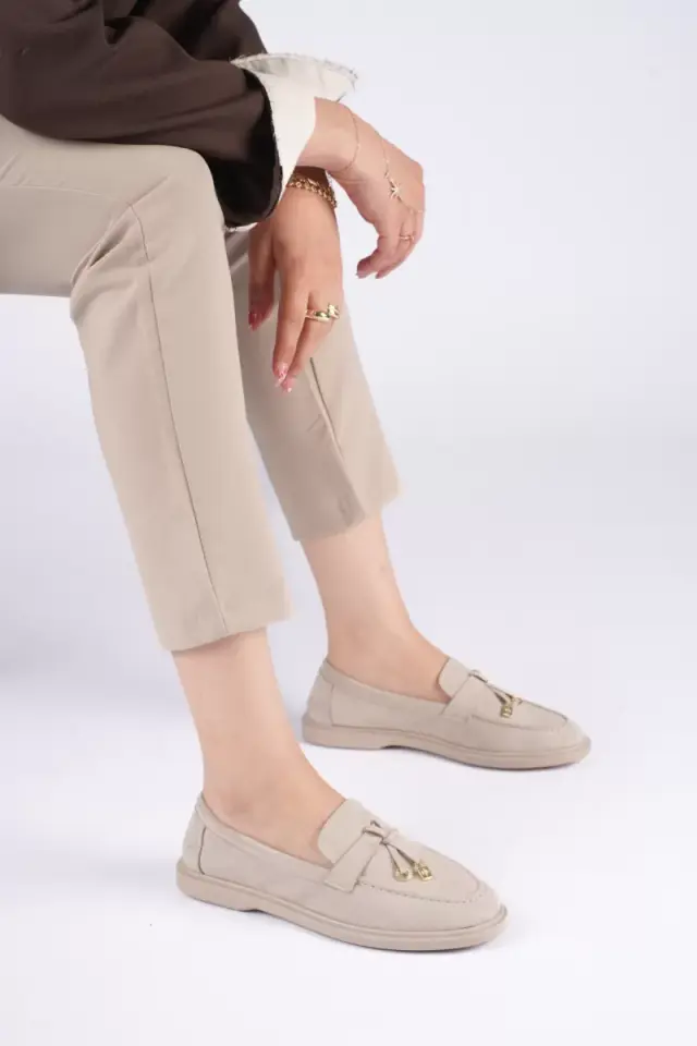 Kadın Bej Günlük Süet Ayakkabı TR27MS10B