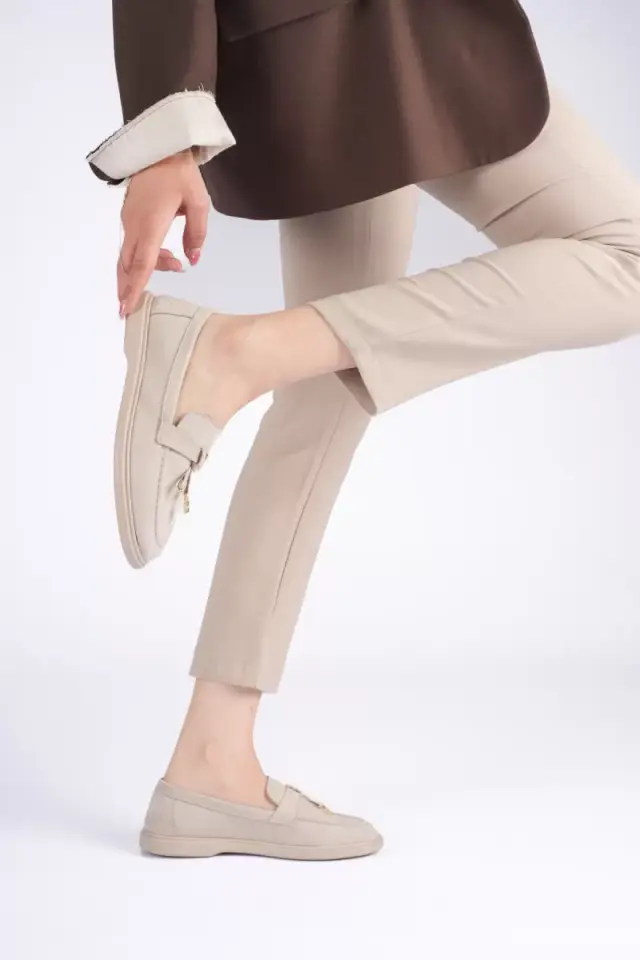 Kadın Bej Günlük Süet Ayakkabı TR27MS10B