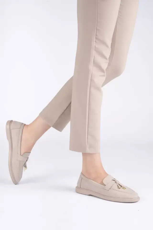 Kadın Bej Günlük Süet Ayakkabı TR27MS10B