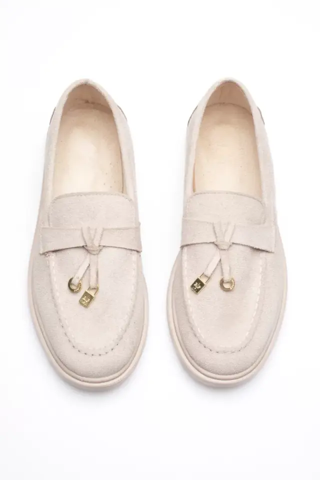 Kadın Bej Günlük Süet Ayakkabı TR27MS10B