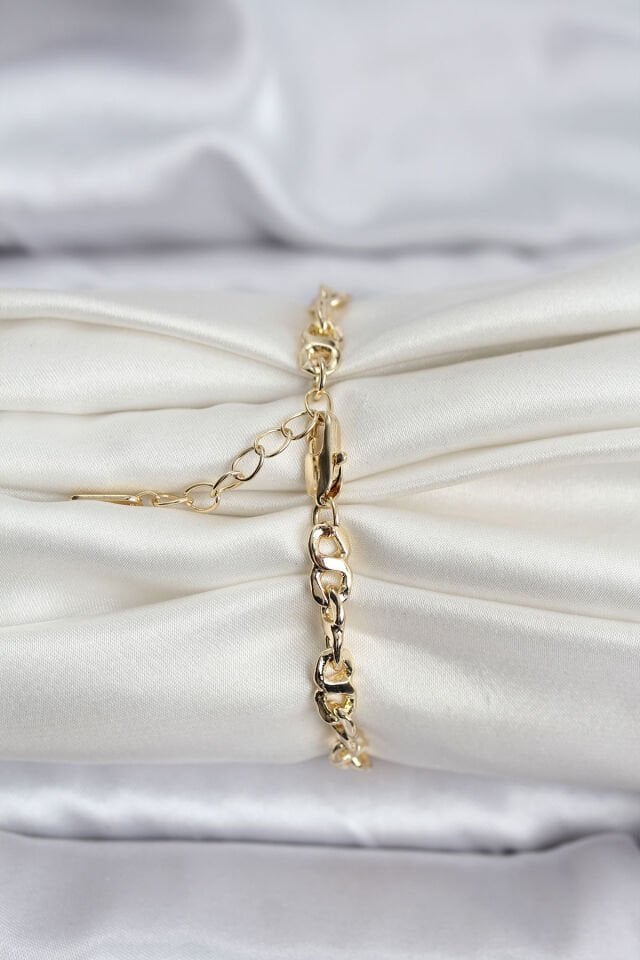 14K Gold Renk Kaplama Zincir Model CM Kadın Bileklik