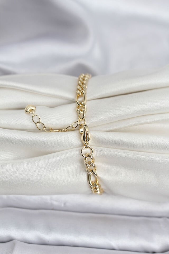 14K Gold Renk Kaplama Lazerli Zincir Model CM Kadın Bileklik