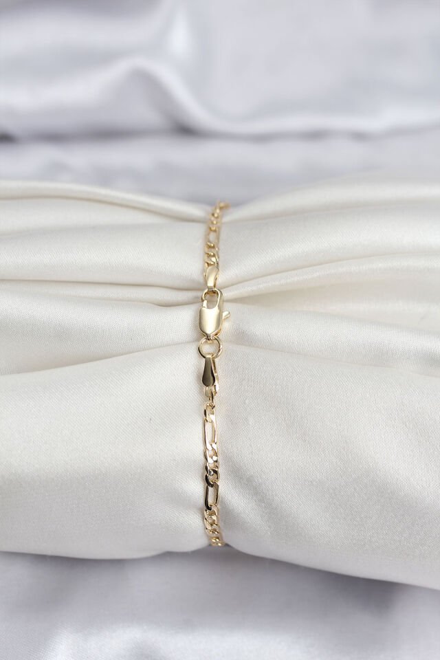 14K Gold Renk Kaplama Minimal Zincir Model CM Kadın Bileklik