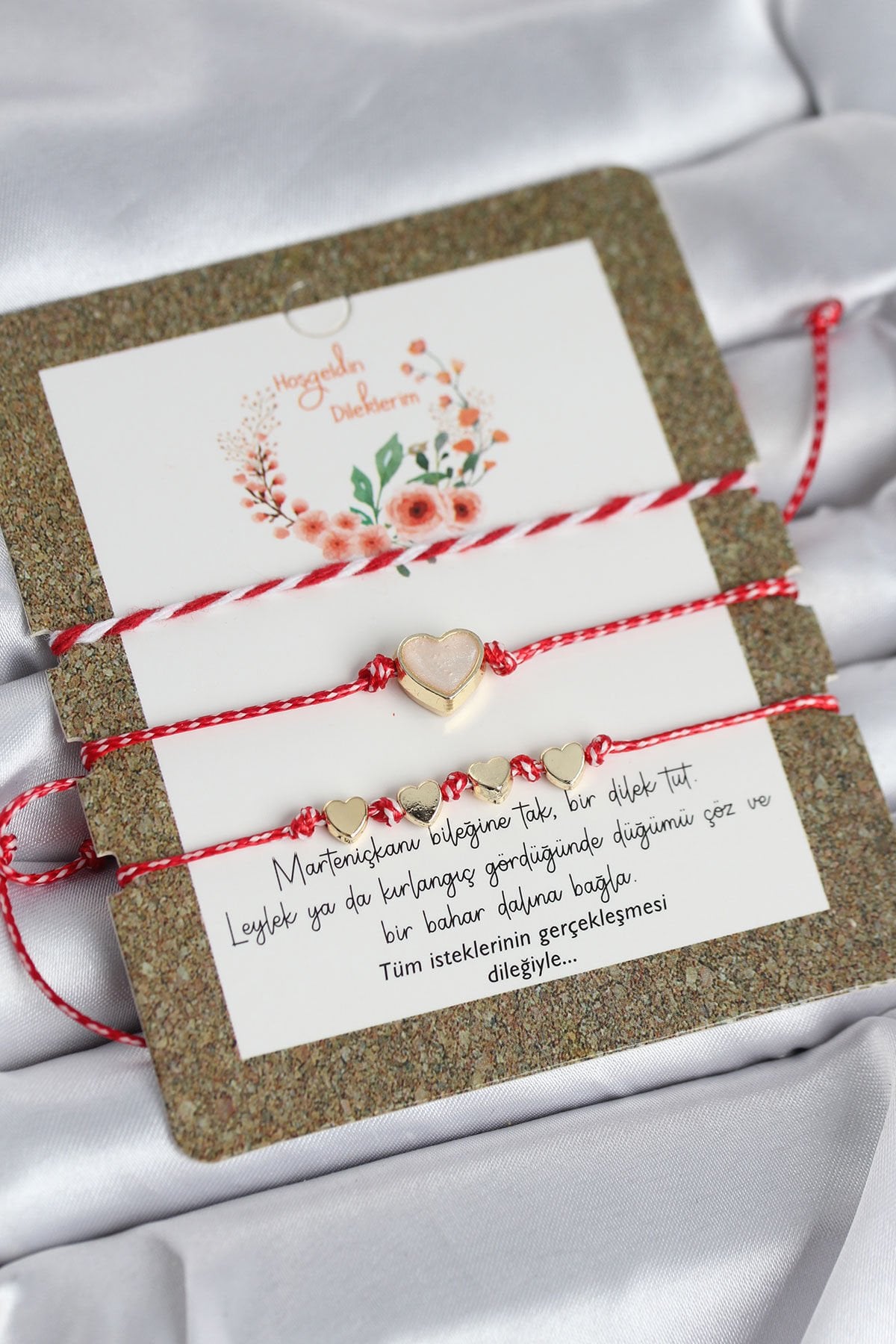 Marteniçka Bileklik 3'lü Beyaz Mineli Kalp Model