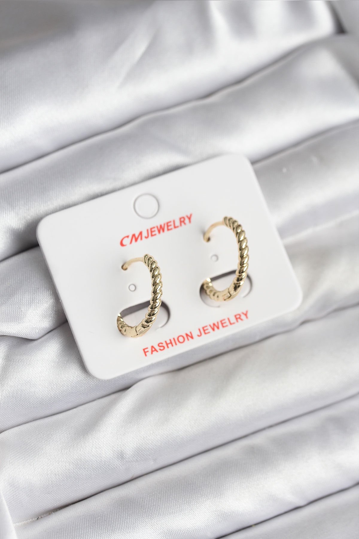 14K Gold Renk Kaplama Burgu Halka CM Kadın Küpe