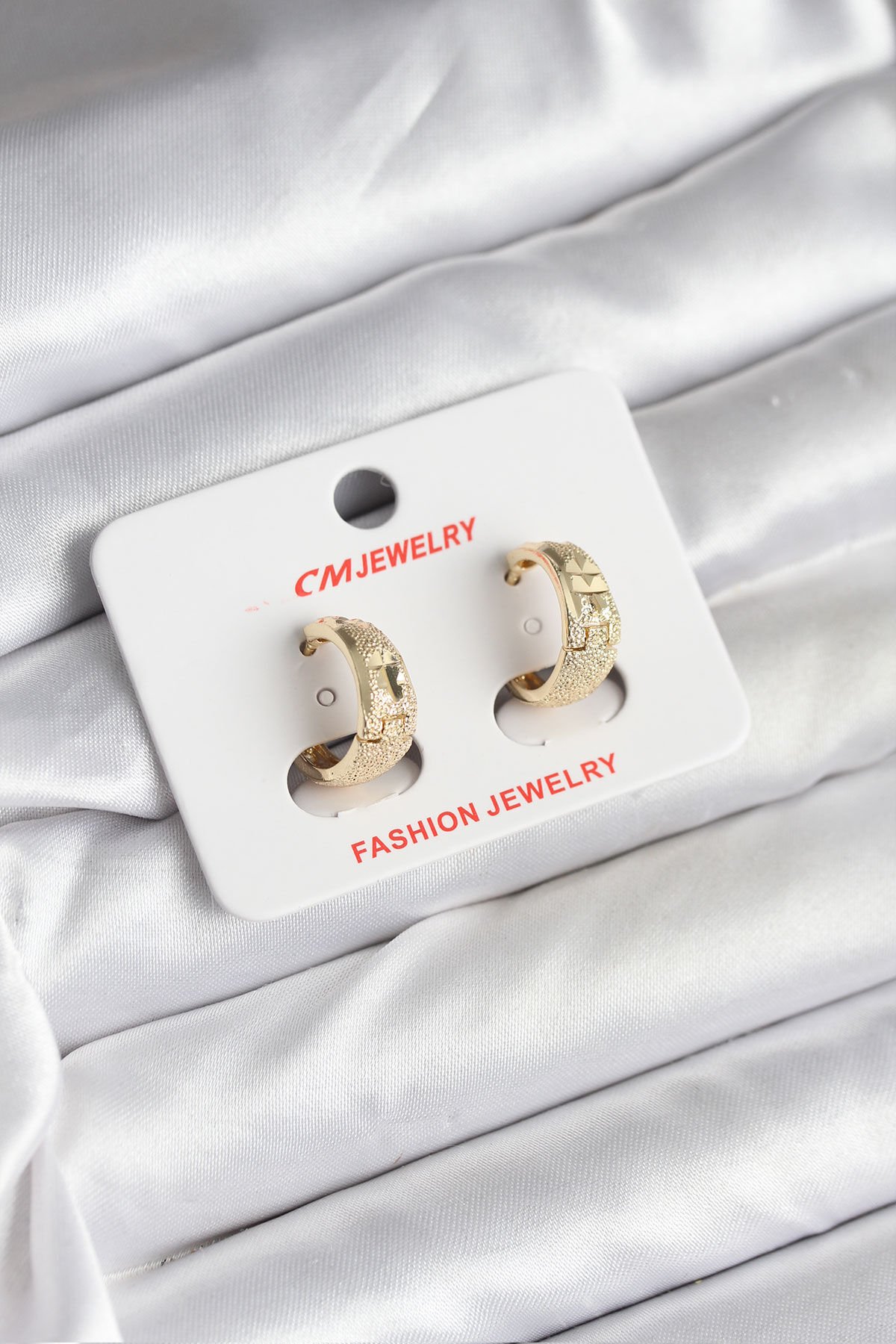 14K Gold Renk Kaplama Lazer Halka CM Kadın Küpe