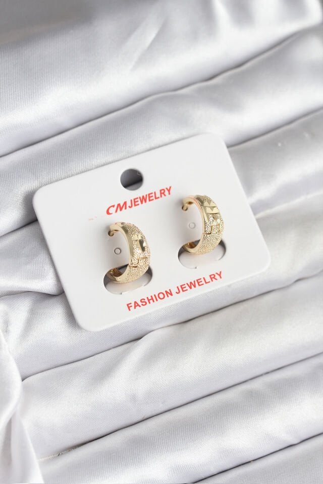 14K Gold Renk Kaplama Lazer Halka CM Kadın Küpe