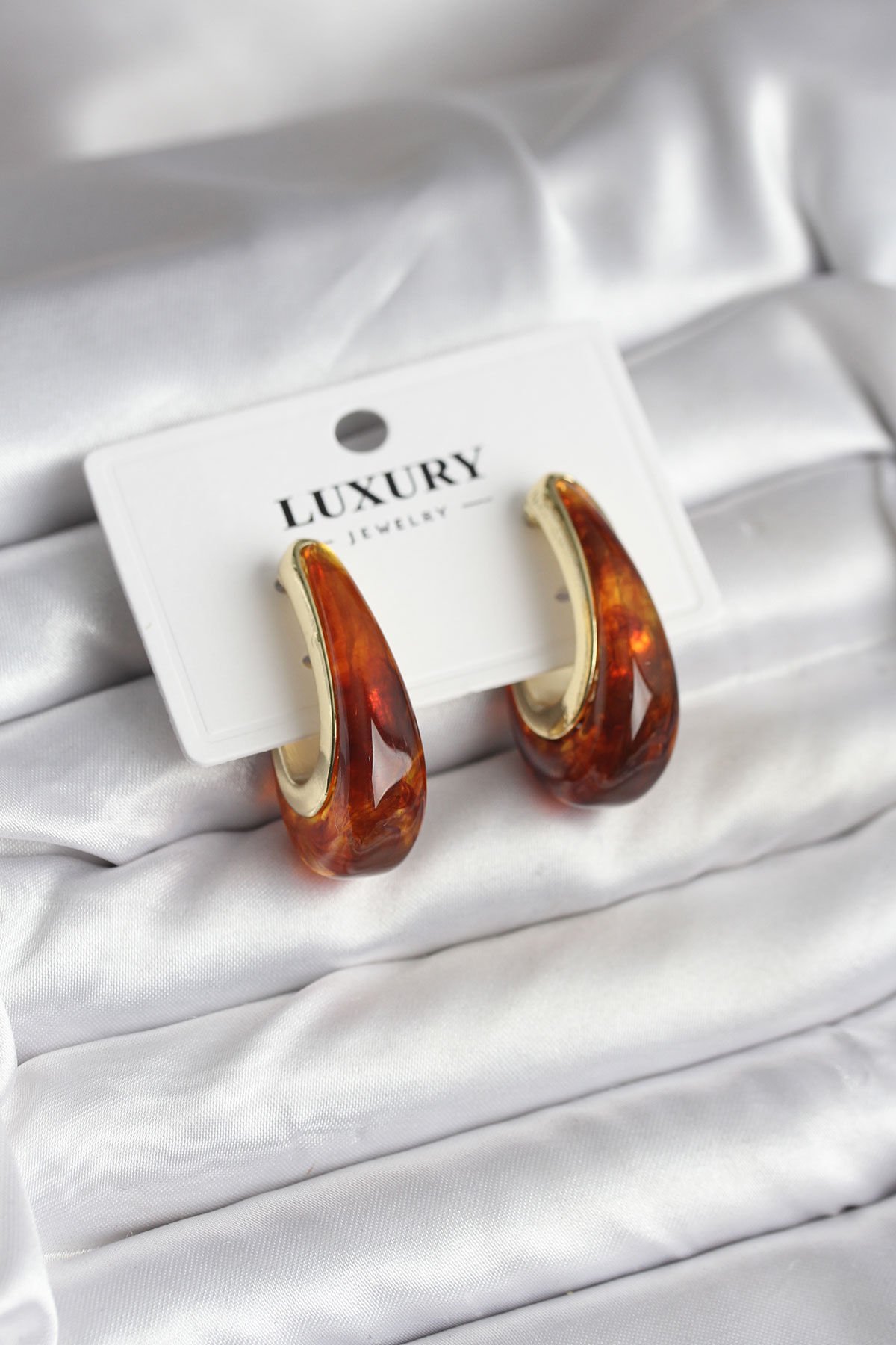 Pirinç Gold Renk Kahverengi Vintage Kadın Küpe