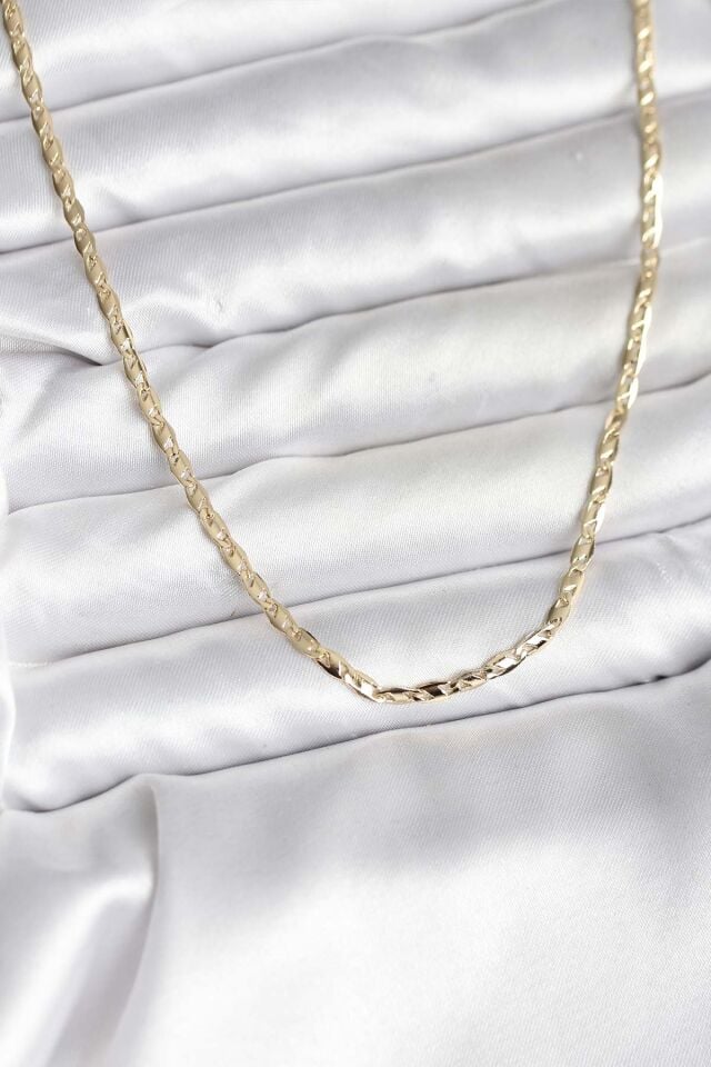 14K Gold Renk Kaplama Ezme Zincir Model CM Kadın Kolye