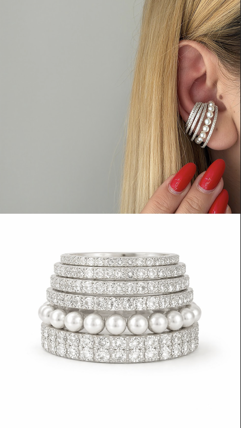 Pearl Wave Earcuff Küpe