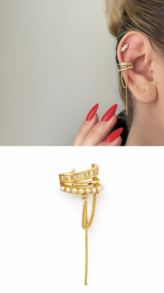 Velvet Chain Earcuff Küpe