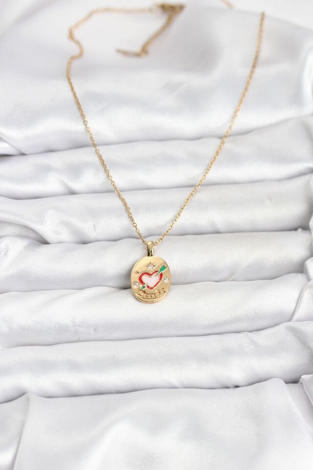 316L Çelik Zincir Gold Renk Kalp Figürlü Kadın Kolye