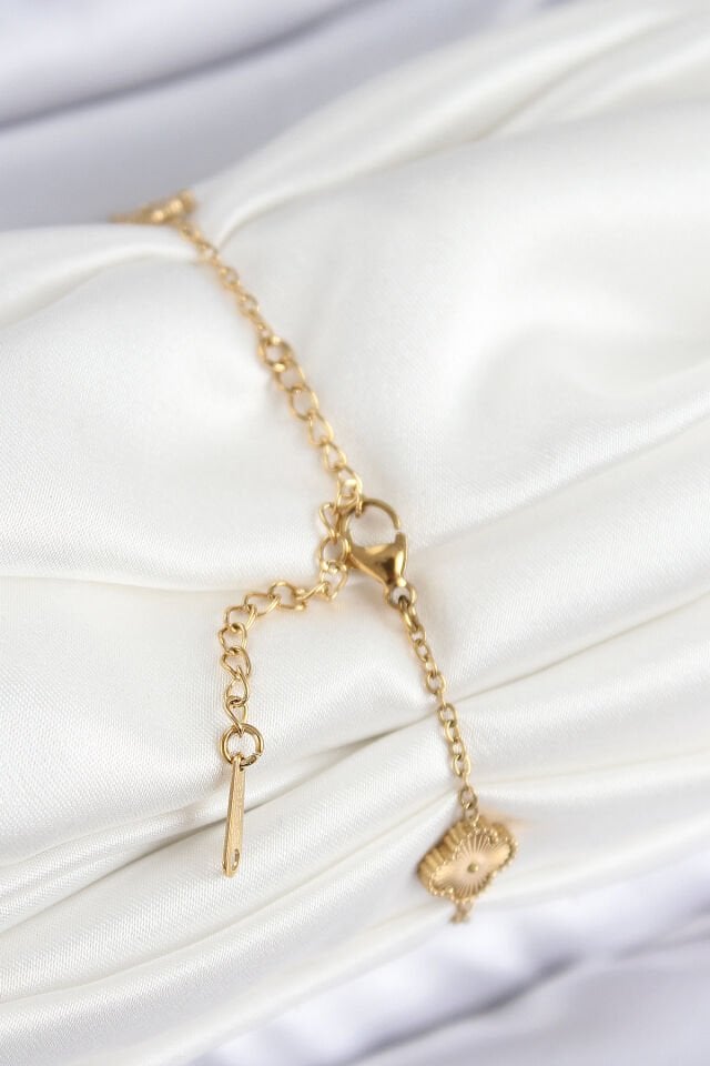 316L Çelik Gold Renk Yonca Kadın Bileklik