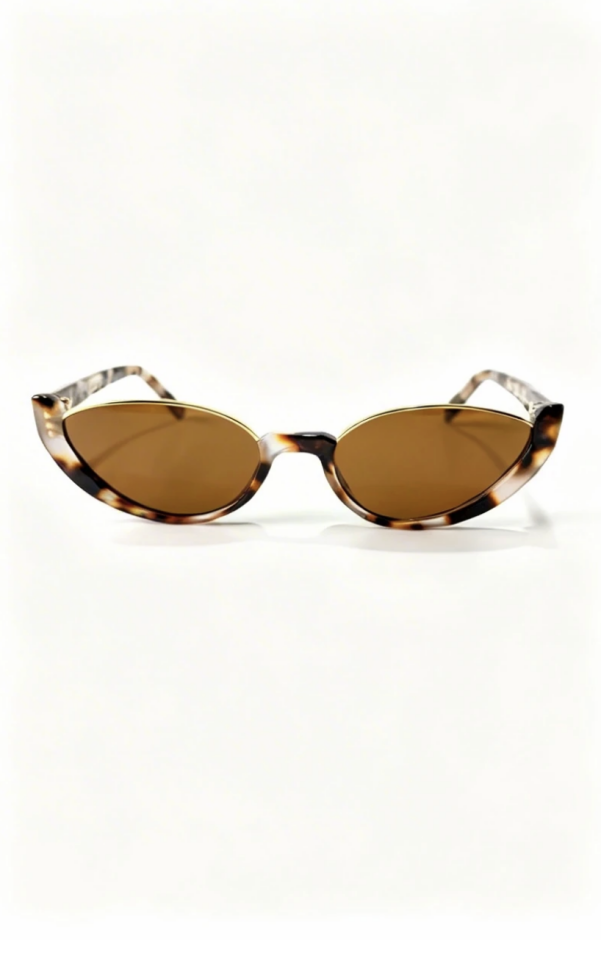 Edda Noir Kadın Cat Eye Trend Leopar Gold Çerçeveli Ultra Hafif Uv400 Filtreli Siyah Güneş Gözlüğü