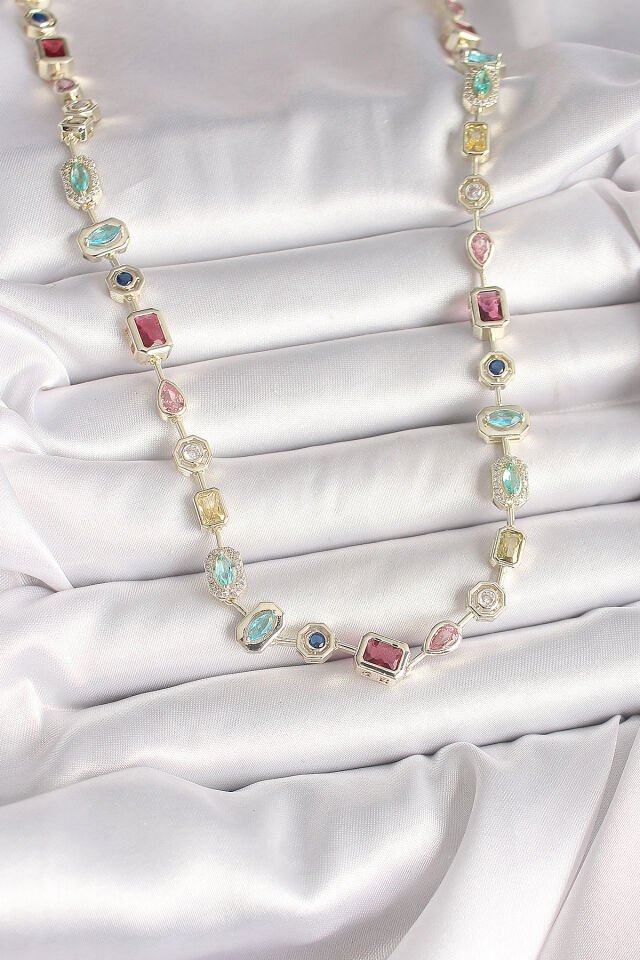 Pirinç Gold Renk Zirkon Taşlı VIP Seri Kadın Kolye