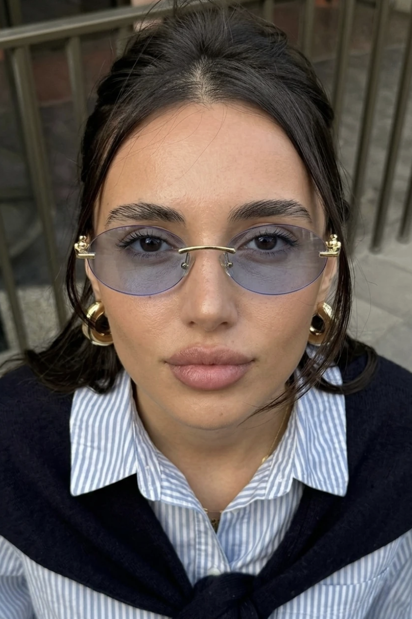 Unisex Elips Gold Çerçeveli Ultra Hafif Uv400 Filtreli Güneş Gözlüğü
