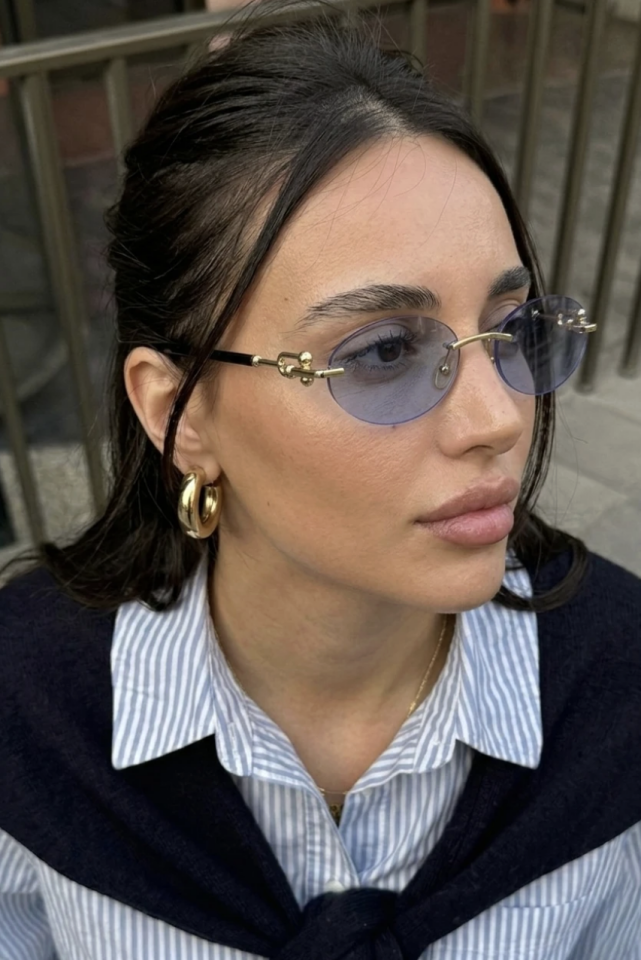 Unisex Elips Gold Çerçeveli Ultra Hafif Uv400 Filtreli Güneş Gözlüğü