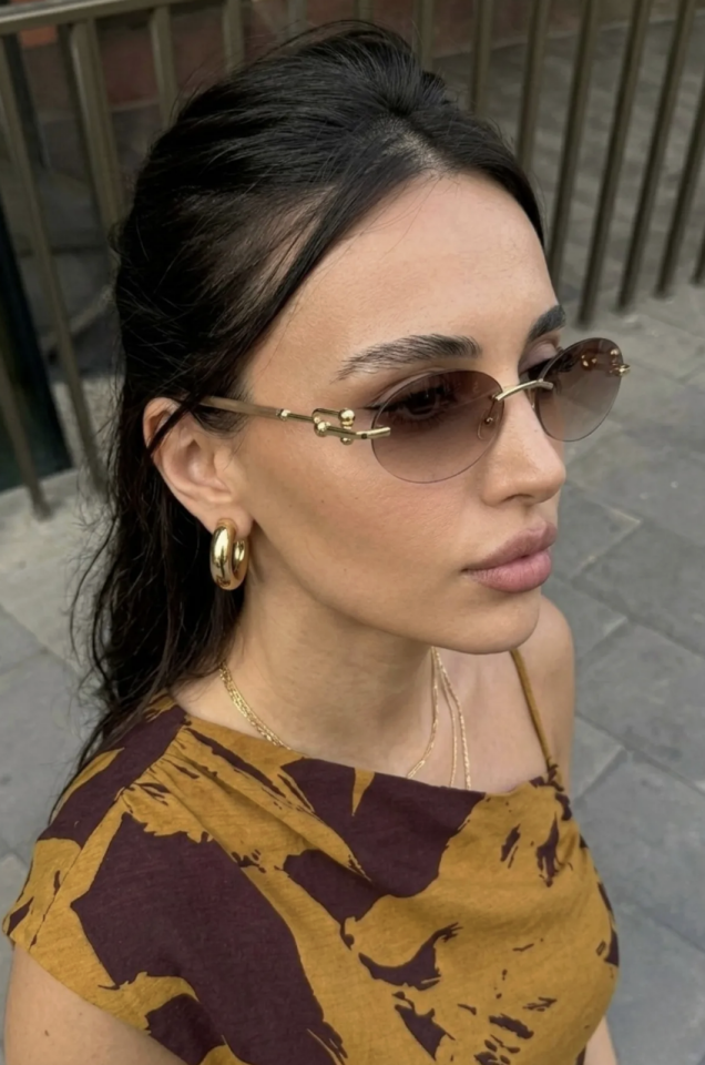 Unisex Elips Gold Çerçeveli Ultra Hafif Uv400 Filtreli Güneş Gözlüğü