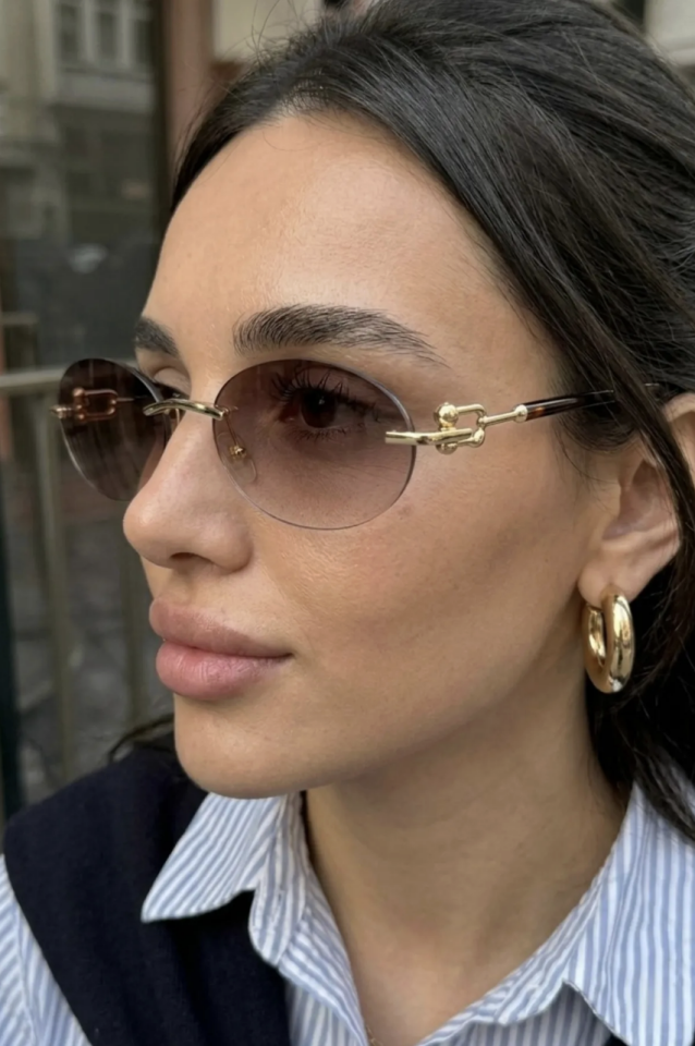 Unisex Elips Gold Çerçeveli Ultra Hafif Uv400 Filtreli Güneş Gözlüğü