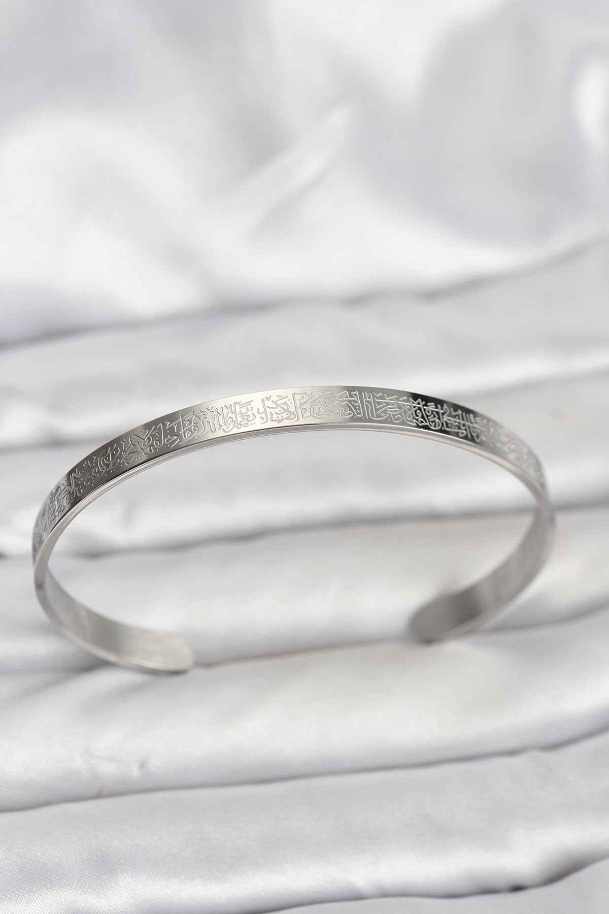 316L Çelik Gümüş Renk Ayetel Kürsi Yazılı Bileklik