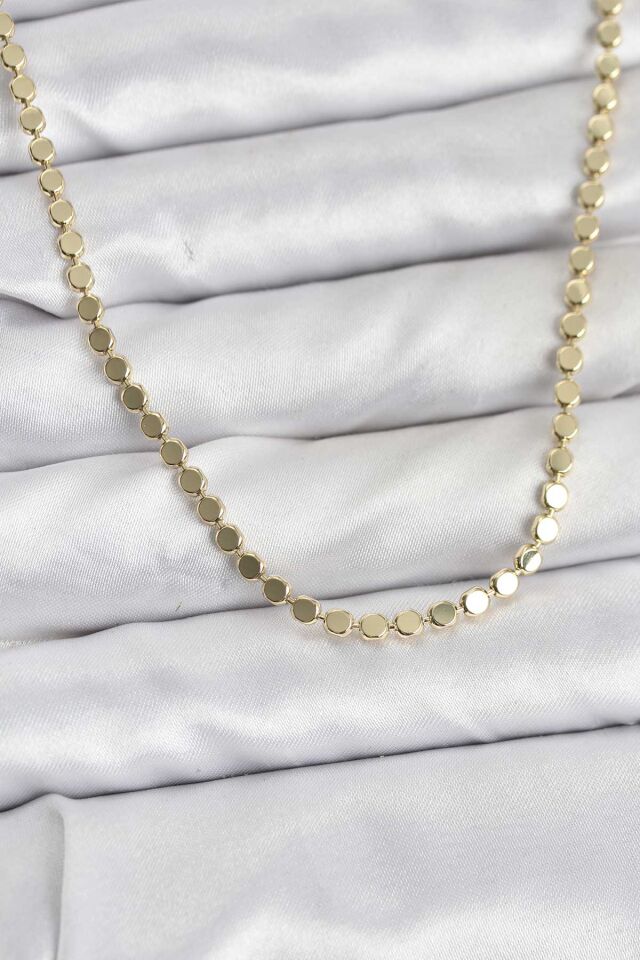 316L Çelik Zincir Gold Renk Ezme Zincir Model  45 cm Kadın Kolye