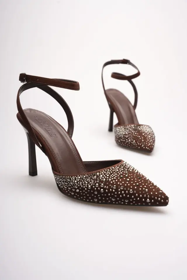 Kadın Acı Kahve Taşlı Topuklu Ayakkabı TR08MS22C