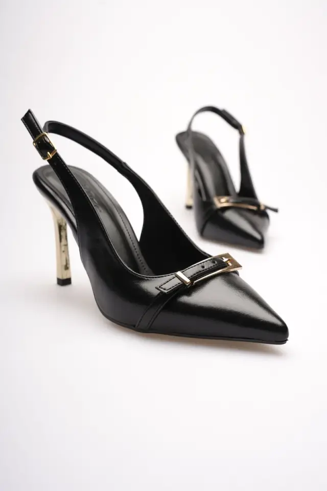 Kadın Siyah Tokalı Topuklu Ayakkabı TR08MS34A