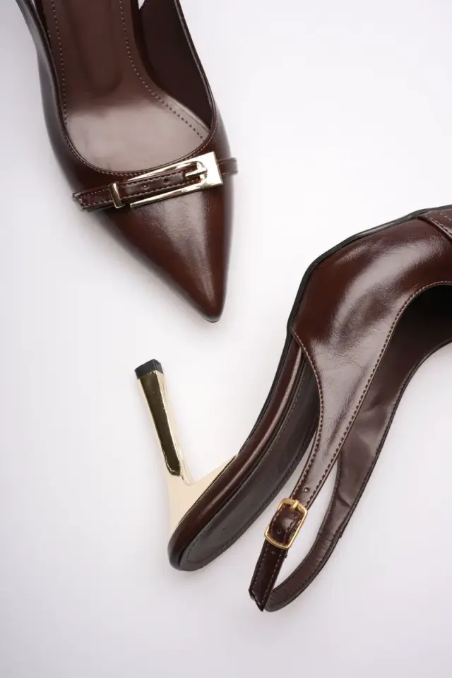 Kadın Acı Kahve Tokalı Topuklu Ayakkabı TR08MS34C