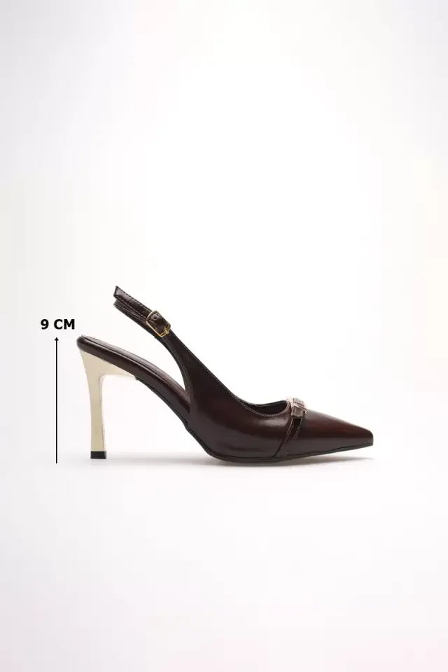 Kadın Acı Kahve Tokalı Topuklu Ayakkabı TR08MS34C