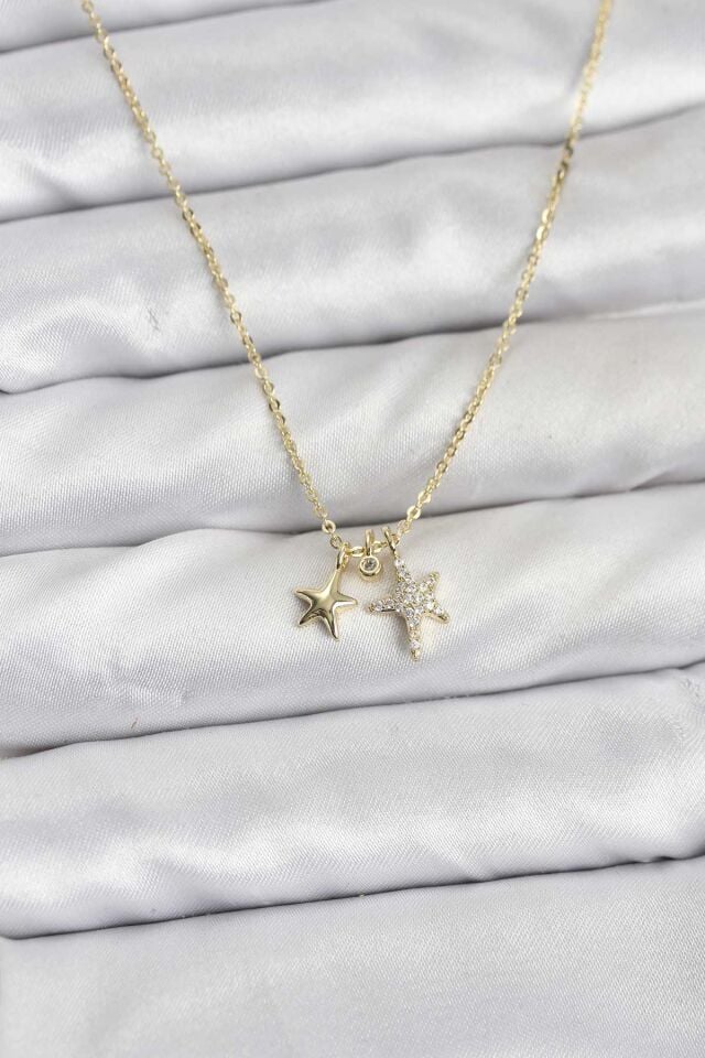Pirinç Gold Renk Yıldız Minimal Kadın Kolye