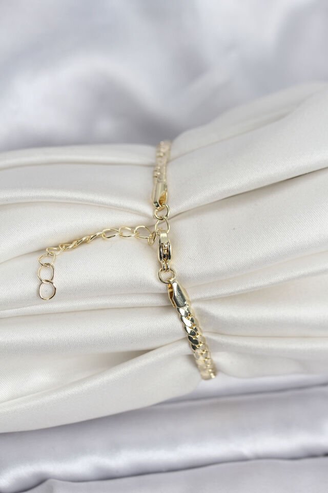 Pirinç Gold Renk Zirkon Taşlı Kadın Bileklik