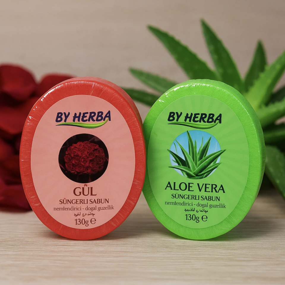 By Herba Doğal Süngerli Sabun 2'li Paket(Aloe Vera Ve Gül)