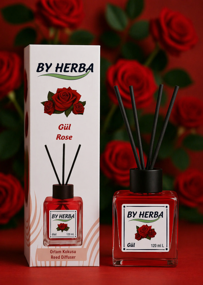 By Herba Gül Aromalı Çubuklu Oda Kokusu