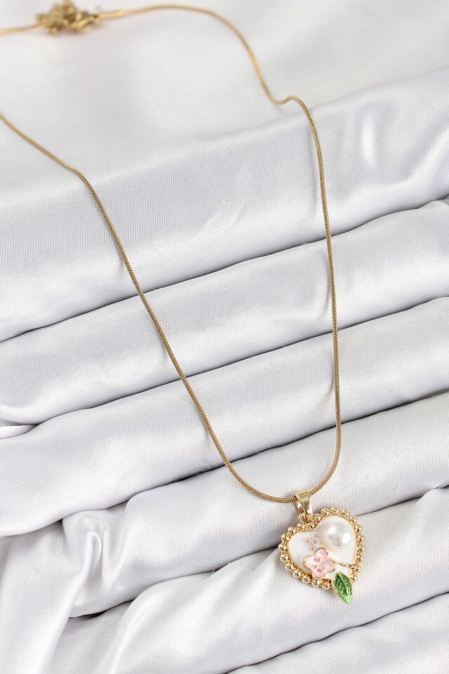 316L Çelik Sanatsal Portre Model Gold Renk Kadın Kolye