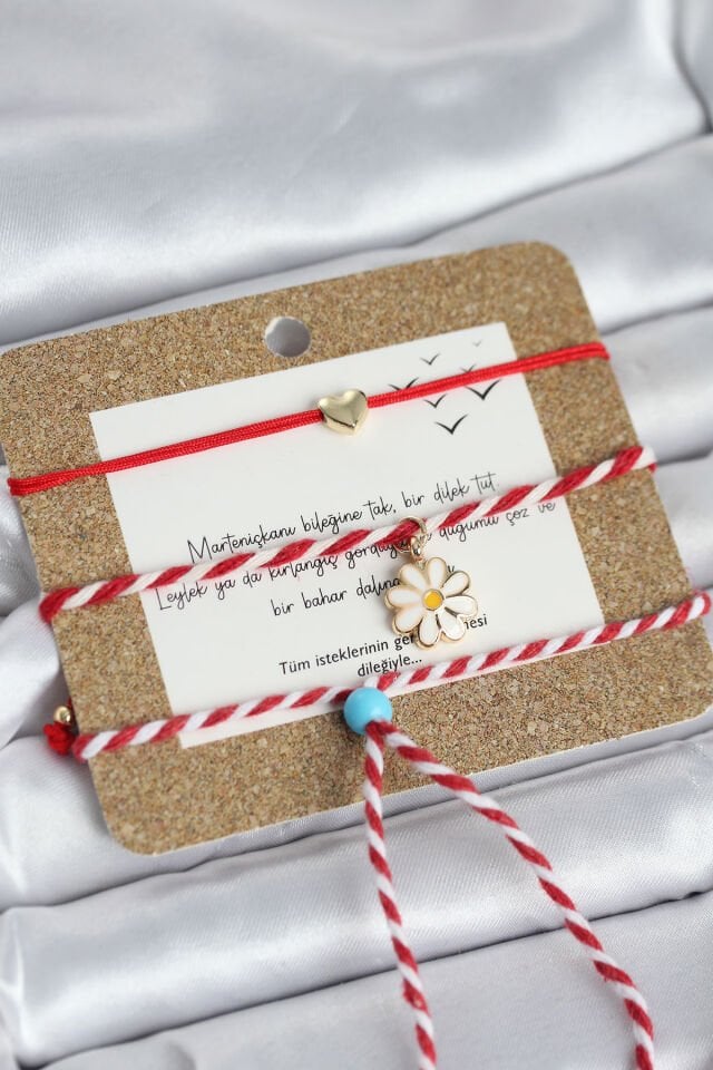 Marteniçka Bileklik 3'lü Papatya ve Kalp Model