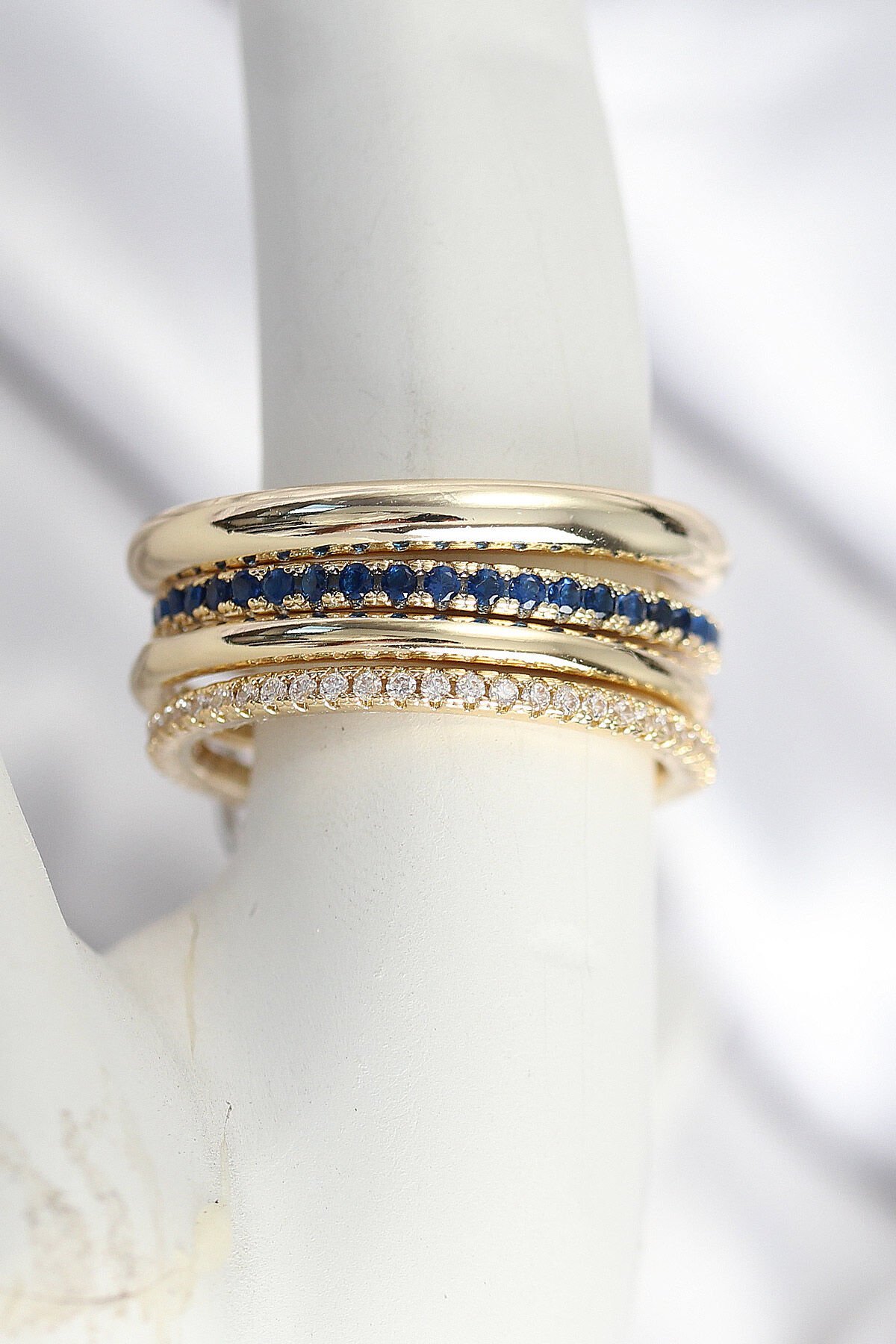 Pirinç Zirkon Taşlı Mix Renk 3'Lü Kadın Yüzük