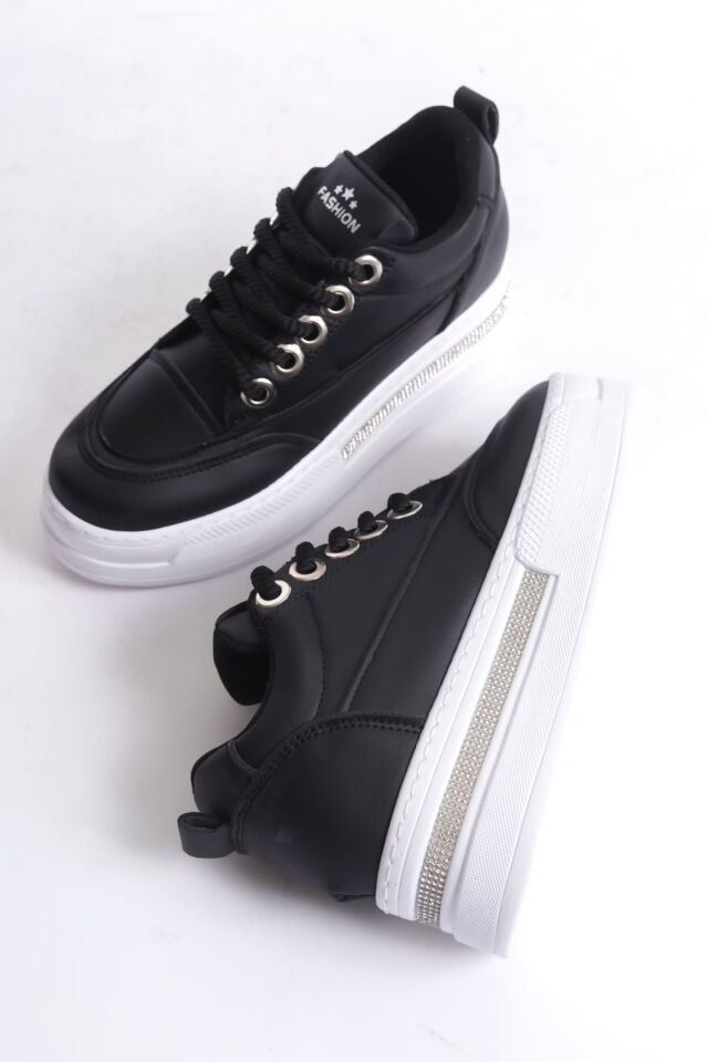 Siyah Kadın Gizli Topuklu Sneaker TR04MS01A