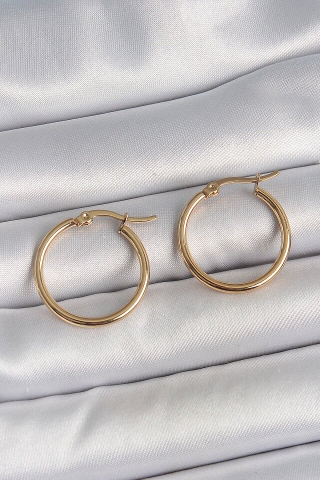 316 Çelik Gold Renk 22mm Kadın Halka Model Kadın Küpe
