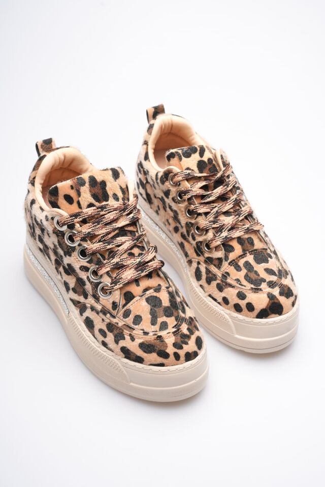 Kadın Leopar Desenli Gizli Topuklu Sneaker TR04MS01E