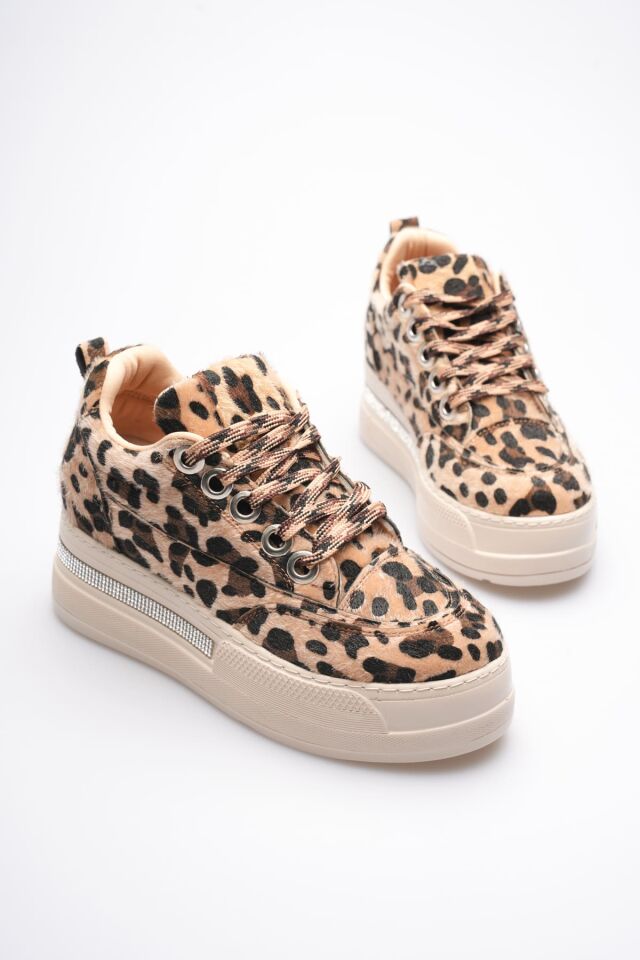 Kadın Leopar Desenli Gizli Topuklu Sneaker TR04MS01E