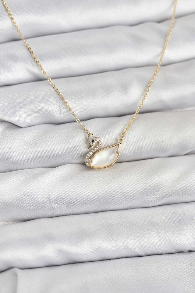 Pirinç Gold Renk Kuğu Model Kadın Kolye