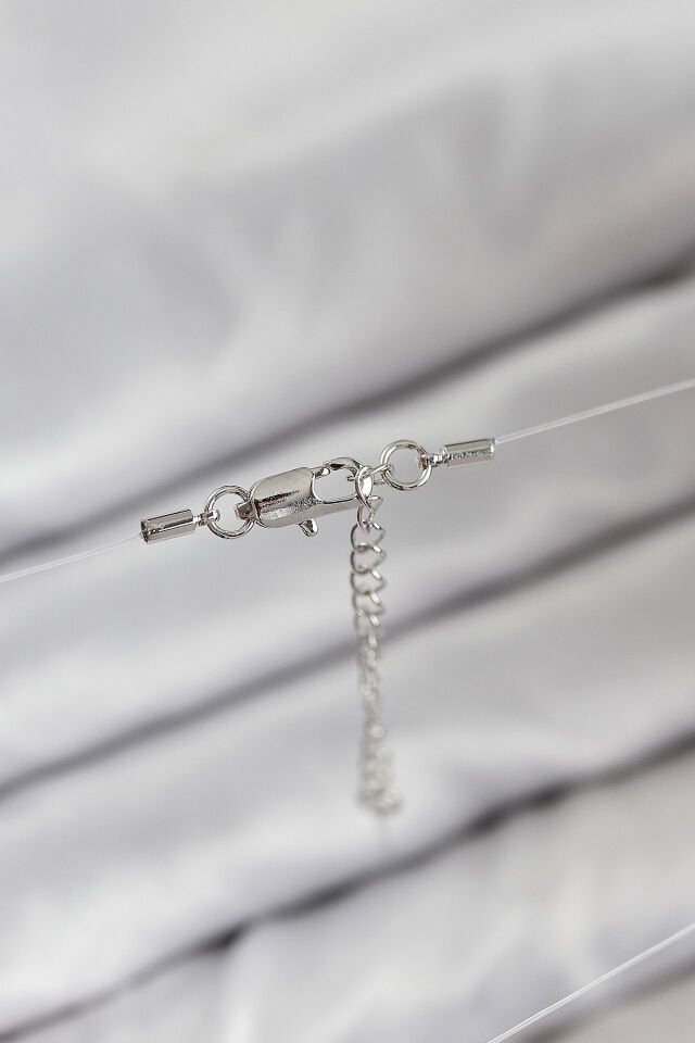 Misineli Kalp Model Gümüş Renk Hayalet Kolye