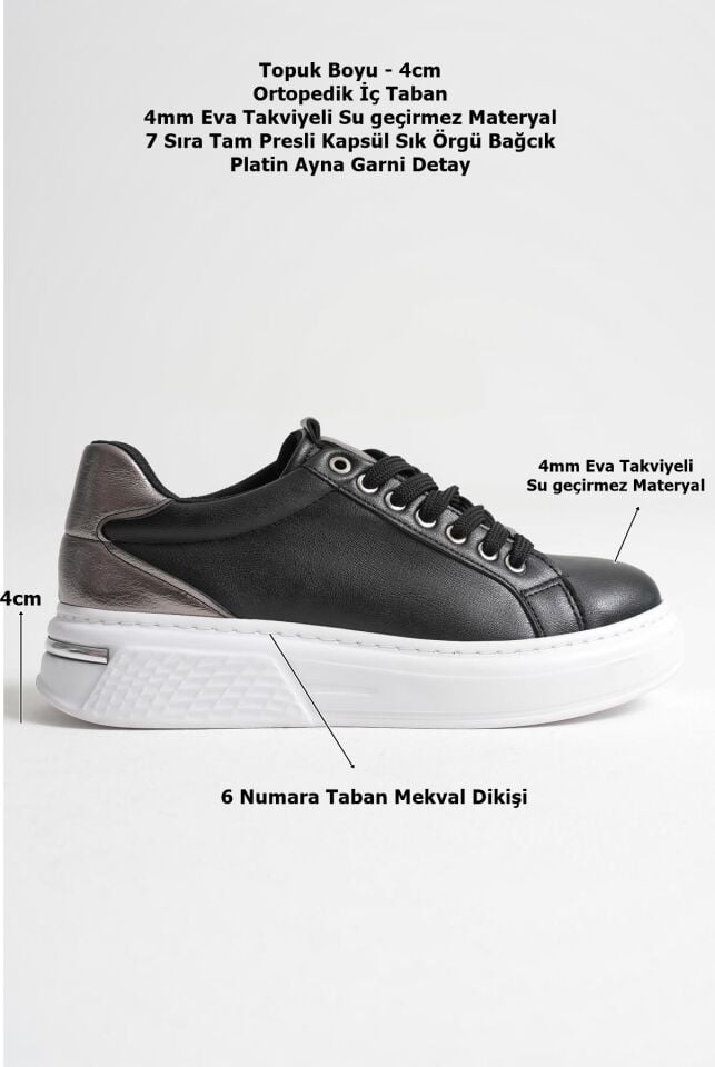 Platin Detaylı Siyah Kadın Spor Ayakkabı TR01MS03B