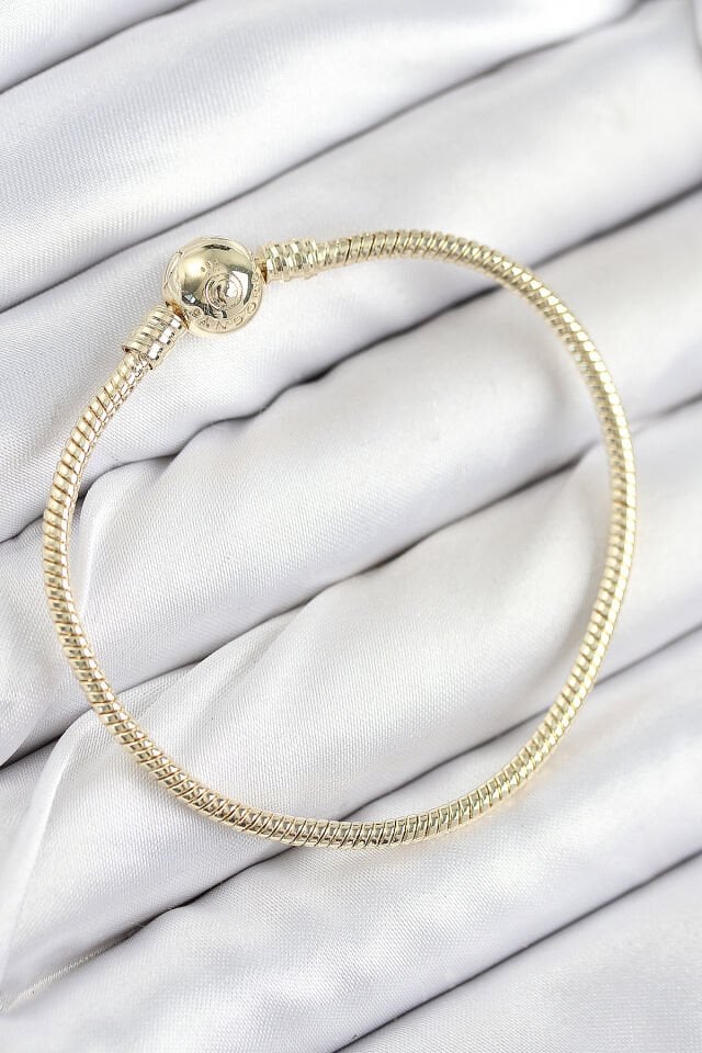 Pirinç Charm Topcuk Model Gold Renk Kadın Bileklik